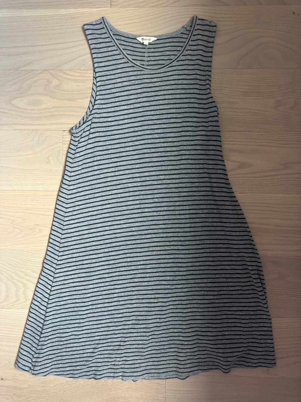 Madewell Striped Sleeveless T-Shirt Dress - Gray & Black